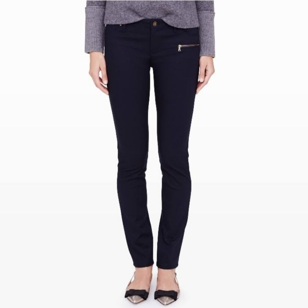 Club Monaco Kiona Navy Vlue Cotton Blend Skinny Pants with Zip Pocket Womens 2